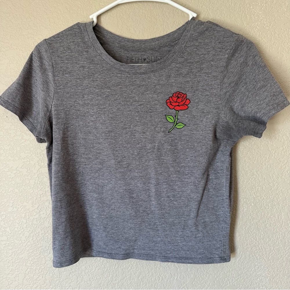 Fifth Sun Heather‎ Gray Crop Top T-Shirt “No Bad Days”
